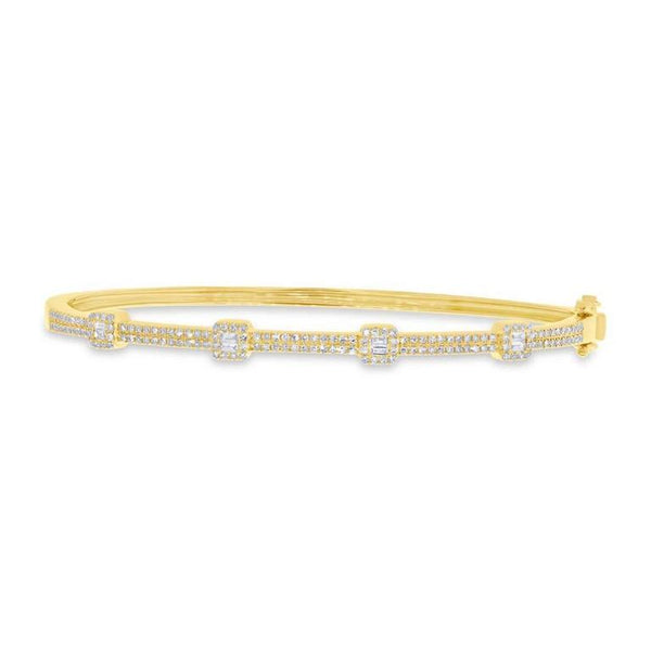 14K Yellow Gold Round and Baguette Diamond Bangle-Bracelets-Maurice's Jewelers-Yellow Gold-