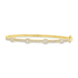 14K Rose Gold Round and Baguette Diamond Bangle