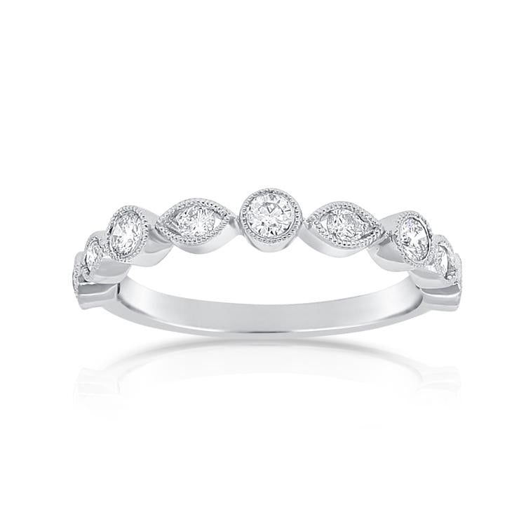 14K White Gold Round Diamond and Marquise Shape Band – Maurice's Jewelers