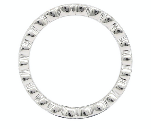 14K White Gold Round Diamond Bezel Migrain Eternity Band-Rings-aaron jewelry-