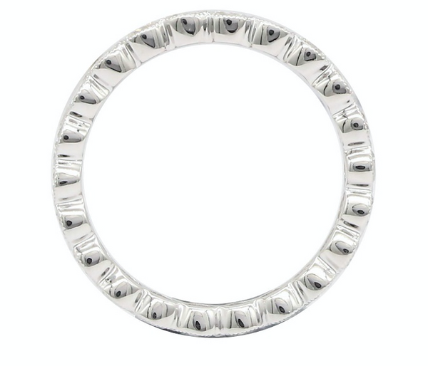 14K White Gold Round Diamond Bezel Migrain Eternity Band