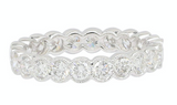 14K White Gold Round Diamond Bezel Migrain Eternity Band-Rings-aaron jewelry-4-