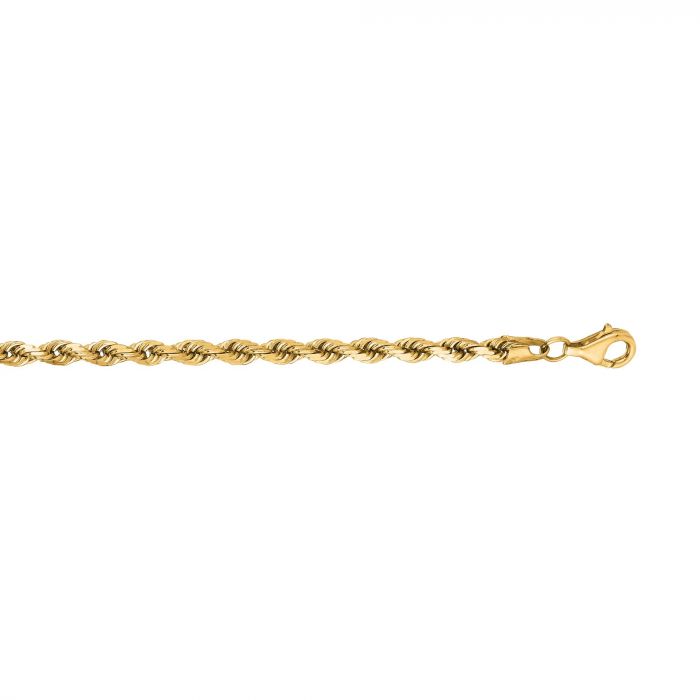 Yellow 14K Gold 4mm Diamond Cut Royal Rope Chain