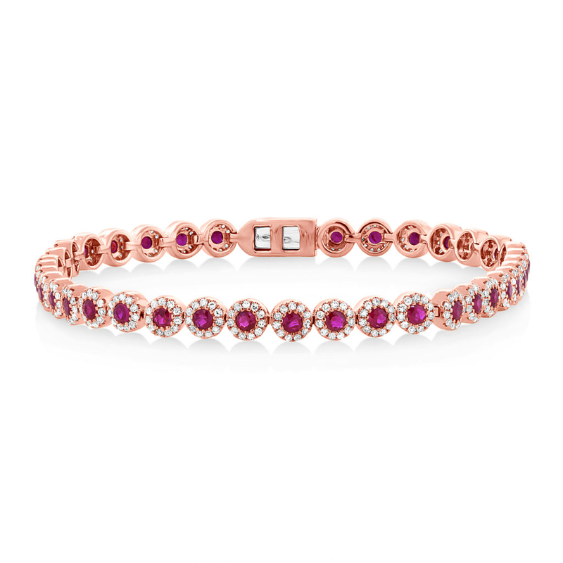 Bayberry 7 Ruby Bracelet in 14k Gold (July)