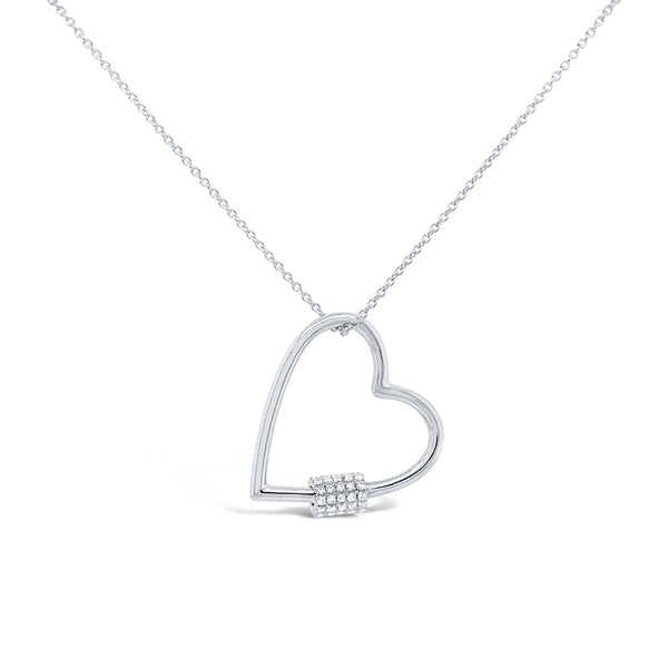 14K Rose Gold Diamond Heart Charm Holder Necklace-Necklaces-Maurice's Jewelers-WHITE GOLD-