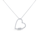 14K White Gold Diamond Heart Charm Holder Necklace-Necklaces-Maurice's Jewelers-WHITE GOLD-