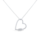 14K Yellow Gold Diamond Heart Charm Holder Necklace-Necklaces-Maurice's Jewelers-WHITE GOLD-