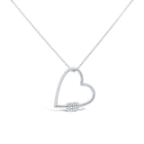 14K Yellow Gold Diamond Heart Charm Holder Necklace
