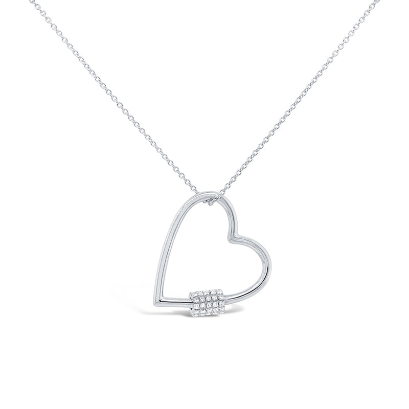 14K Yellow Gold Diamond Heart Charm Holder Necklace-Necklaces-Maurice's Jewelers-WHITE GOLD-