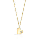 14K White Gold Solid Heart Pendant with Diamond-Necklaces-majolie-Yellow Gold-