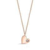 14K White Gold Solid Heart Pendant with Diamond-Necklaces-majolie-Rose Gold-