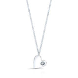 14K White Gold Solid Heart Pendant with Diamond-Necklaces-majolie-White Gold-