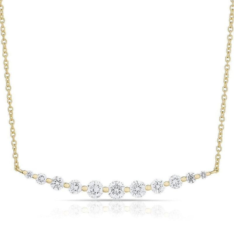 14K White Gold Solitaire Diamond Graduating Necklace-Necklaces-majolie-Yellow Gold-