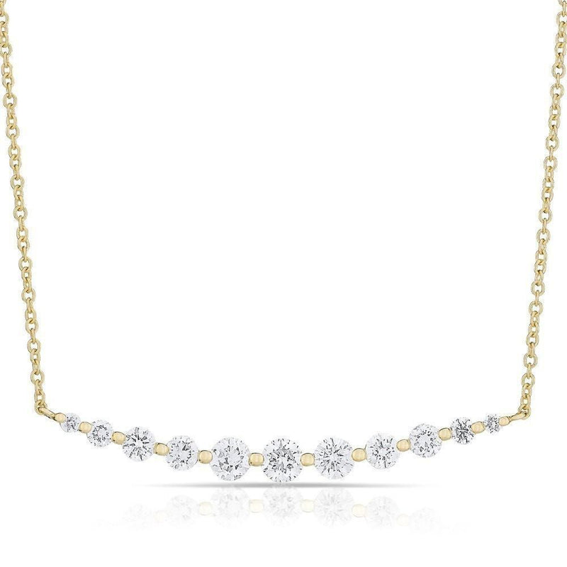 14K White Gold Solitaire Diamond Graduating Necklace