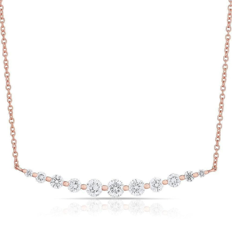14K White Gold Solitaire Diamond Graduating Necklace-Necklaces-majolie-Rose Gold-