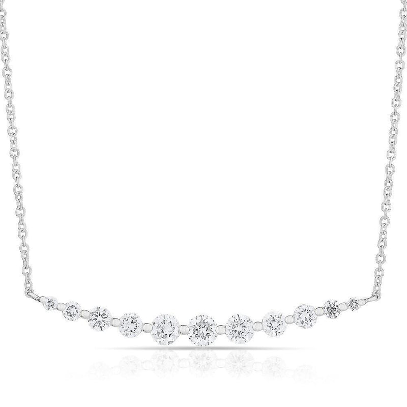 14K White Gold Solitaire Diamond Graduating Necklace-Necklaces-majolie-White Gold-