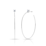 14K Yellow Gold Solitaire Diamond Oval Hoop Earrings