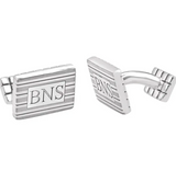 Sterling Silver 3-Letter Serif Monogram Rectangle Cuff Links-CUFFLINKS-stuller-Sterling Silver-