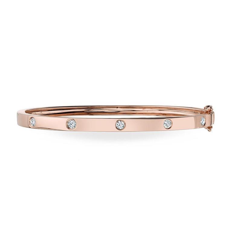 14K White Gold Stackable Polished Diamond Bangle-Bracelets-Maurice's Jewelers-Rose Gold-
