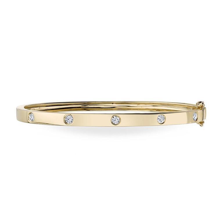 14K White Gold Stackable Polished Diamond Bangle-Bracelets-Maurice's Jewelers-Yellow Gold-