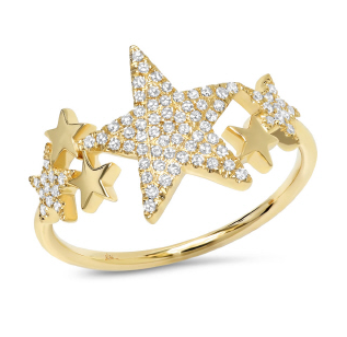 14K Yellow Gold Diamond Star Constellation Ring