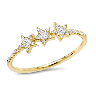 14k Yellow Gold Triple Diamond Star Ring-Rings-Maurice's Jewelers-