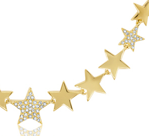 14K Yellow Gold Diamond Pave Star Necklace