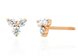 14K Rose Gold Triple Diamond Triangle Stud Earrings-EARRINGS-Maurice's Jewelers-Rose Gold-