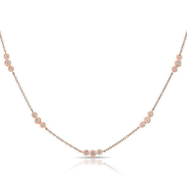 14K White Gold Triple Diamond By The Yard Necklace-Necklaces-majolie-Rose Gold-