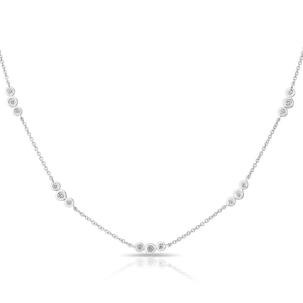 14K White Gold Triple Diamond By The Yard Necklace-Necklaces-majolie-White Gold-