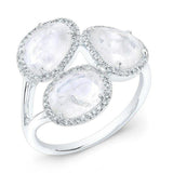 Triple Moonstone Cocktail Ring-Rings-majolie-White Gold-4-