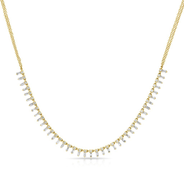 14K White Gold "Queen" Baguette Diamond Necklace-Necklaces-Maurice's Jewelers-Yellow Gold-