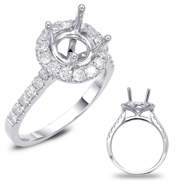 14K White Gold Round Diamond Halo Mounting-mounting-S KASHI-