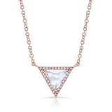 14K White Gold White Topaz Triangle Pendant-Necklaces-majolie-Rose Gold-