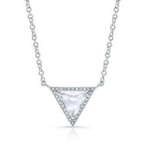 14K White Gold White Topaz Triangle Pendant-Necklaces-majolie-White Gold-