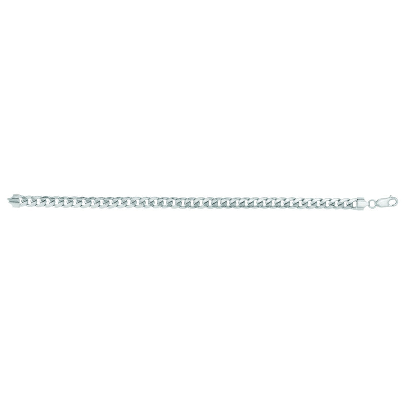 White 14K Gold 7mm Semi-Solid Miami Cuban Chain-Chain-MAURICE'S JEWELERS-