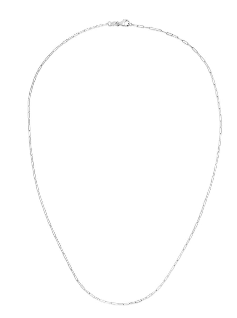 14k White Gold 1.5mm Polished Paperclip Chain Necklace