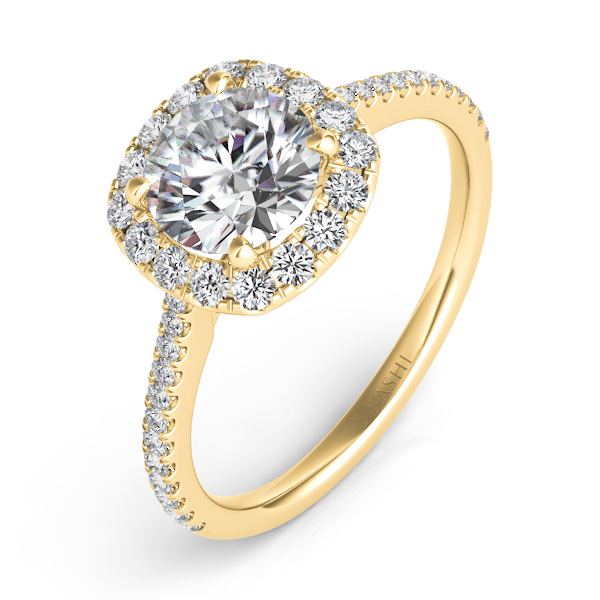 14K Yellow Gold Cushion Halo Mounting-mounting-S KASHI-