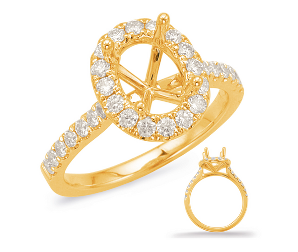 14K Yellow Gold Diamond Oval Halo Mounting