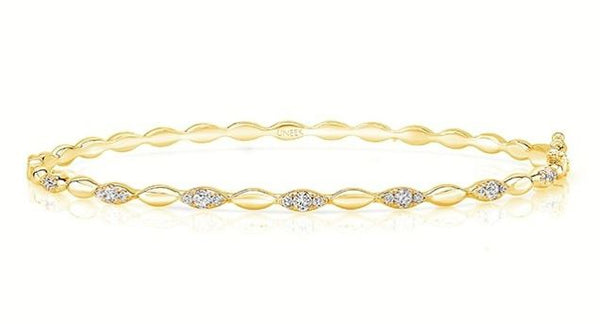 14K White Gold Diamond Beaded Bangle-Bangles-uneek-