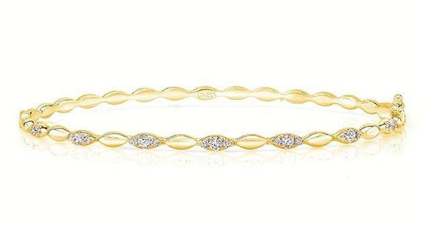 14K White Gold Diamond Beaded Bangle